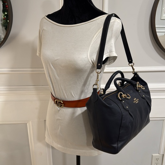 Coach Bag Prairie Dark Navy Leather Satchel Bag - Picture 8 of 17